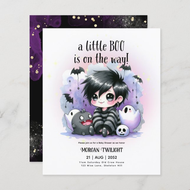 Goth Baby Boy Ghost Little Boo sur le chemin (Devant / Derrière)