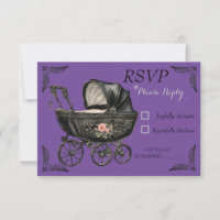 Goth Baby Carriage Girl Baby shower carte RSVP