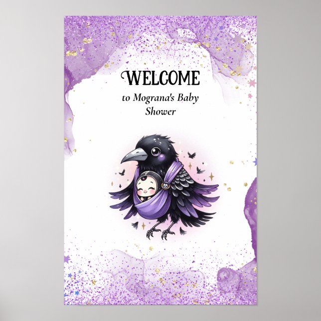 Goth Baby shower Affiche de bienvenue Corbeau pour (Devant)