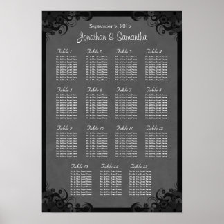 Goth Black and Grey Tableau de sièges 15 Mariages