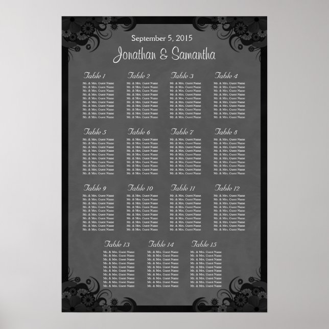 Goth Black and Grey Tableau de sièges 15 Mariages (Devant)