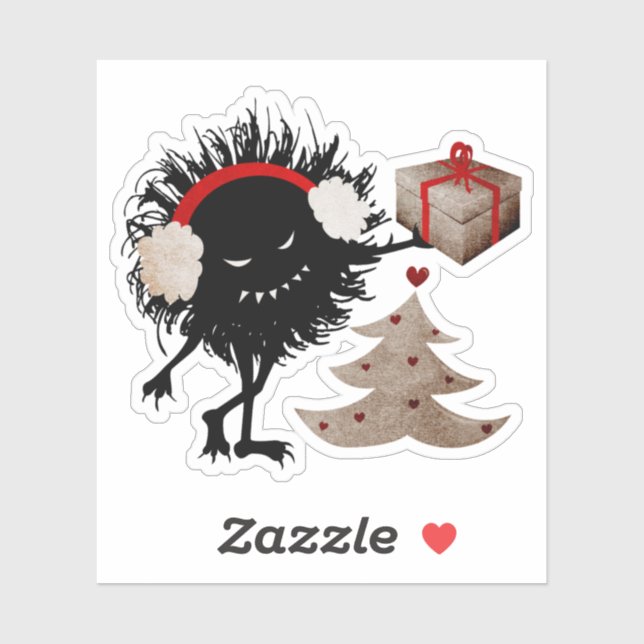 Goth Caractère de Noël Sticker de bogue maléfique (Feuille)