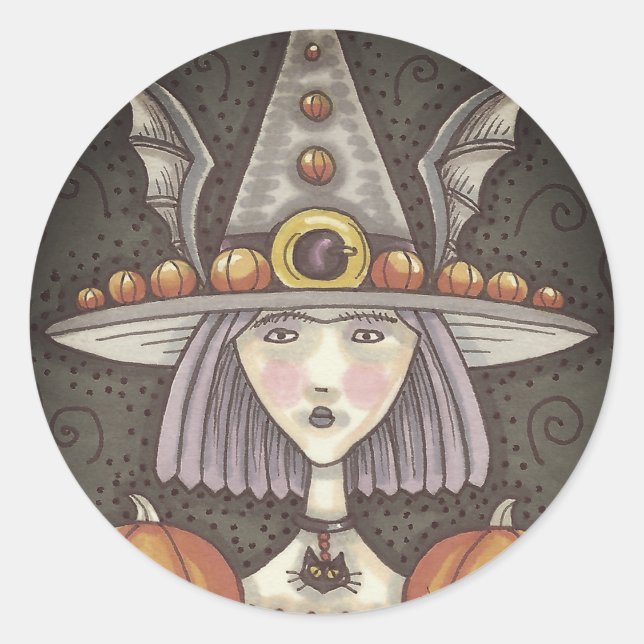 GOTH CITROUILLE WITCH HALLOWEEN STICKERS SHEET Coe (Devant)