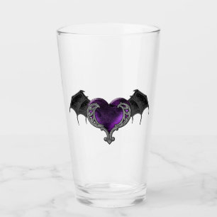 Goth Coeur pourpre avec Bat Wings Coupe en verre