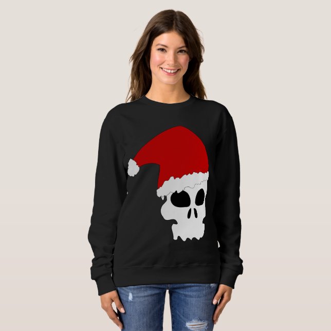 goth crâne noël femmes sweatshirt (Devant entier)