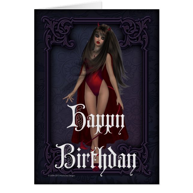 Goth Devil Woman 2 Bonne carte d'anniversaire (Devant)