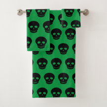 Goth Emerald Forest Motif de crâne noir vert foncé