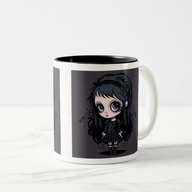 Goth Girl Mug à deux tons, 11 oz (Devant droit)