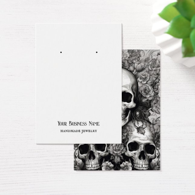 Goth Gothic Skulls Fleurs de l'oreille Carte d'aff (Bureau)