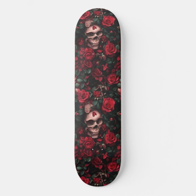 Goth Gothique crâne et Rose Macabre skateboard (Recto)