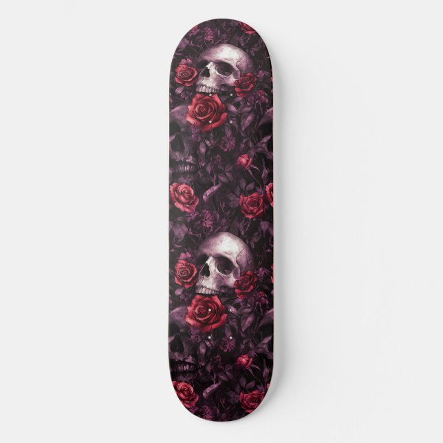 Goth Gothique crâne et Rose Macabre skateboard (Recto)