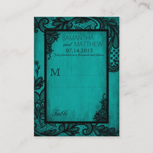 Goth Grunge Dentelle Mariage Cartes de Place (Devant)