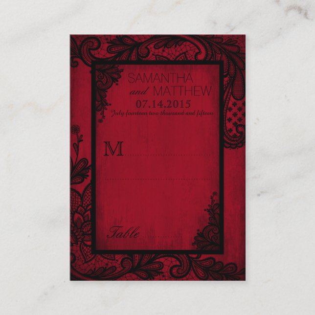 Goth Grunge Dentelle Mariage Cartes de Place (Devant)