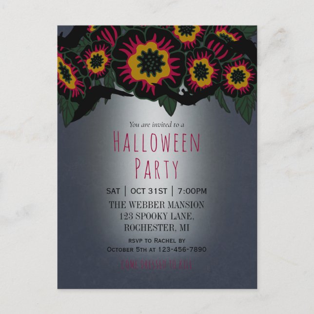 Goth halloween invitation à la fête avec chauves-s (Devant)