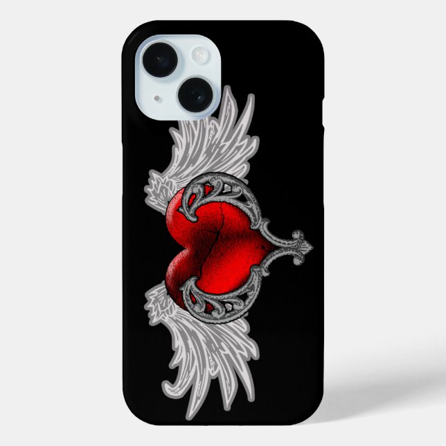 Goth Heart avec Angel Wings iPhone 7 Coque (Verso)