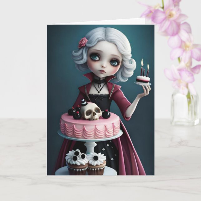 Goth mignonne, gothique fille avec carte de gâteau (Orchidée)