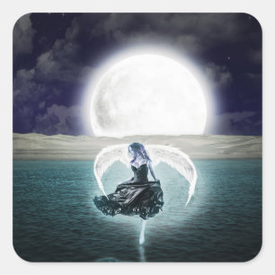 goth moon angel stickers