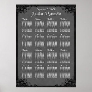 Goth noir et gris Mariage 16 Tableau de siège