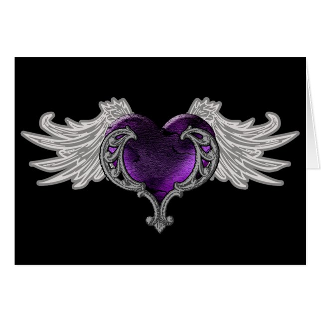 Goth Purple Heart avec des ailes d'ange (Devant horizontal)