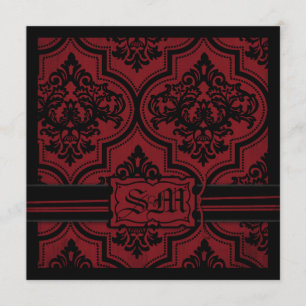 Goth Red Black Mariage damassé Invitations