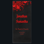 Goth Red Floral Black Chalkboard Programmes de mar<br><div class="desc">© Sunny Mars Designs - Floral Hibiscus : Rouge sur tableau noir Cartes du programme de mariage - tendance, design, moderne, élégant, classe, chic personnalisable Gothique noir tableau noir programme de mariage modèle avec rouge foncé, pourpre, bordeaux, rubis ou marron tourbillonnant motif floral hibiscus tropical contre un arrière - plan...</div>