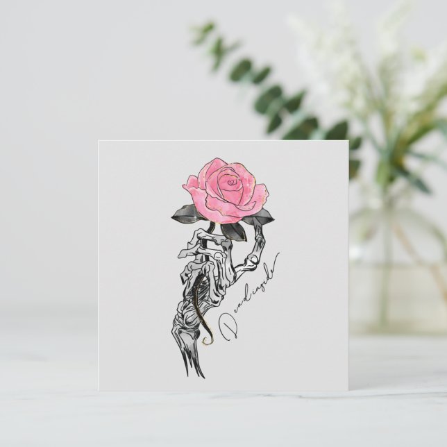 Goth Squelette Main Avec Rose Rose Rose | Décès à  (Debout devant)