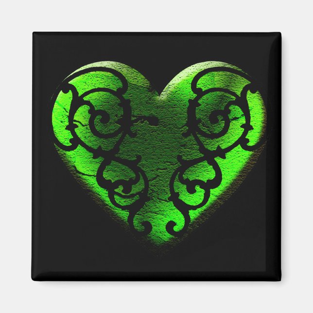 Goth St. Patrick's Day Green Heart Magnet (Devant)