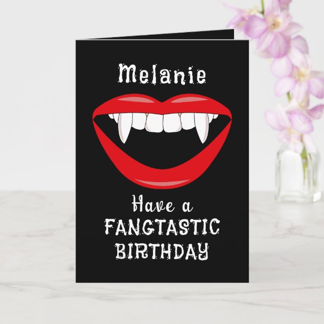 Goth Vampire Fangs Carte d'anniversaire (Orchidée)
