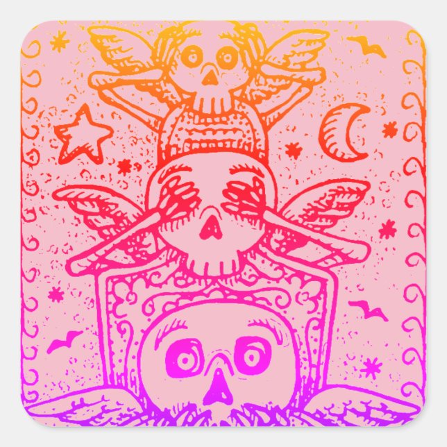 GOTH VOIR AUCUN MAL, LES STICKERS DE CEMETERY SKEL (Devant)