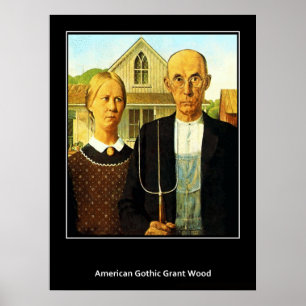 Gothic Américain Grant Wood Affiche Vintage