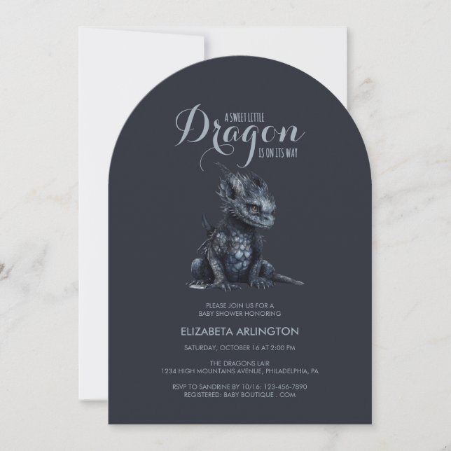 Gothic Cute Dragon Baby Shower Invitation (Devant)