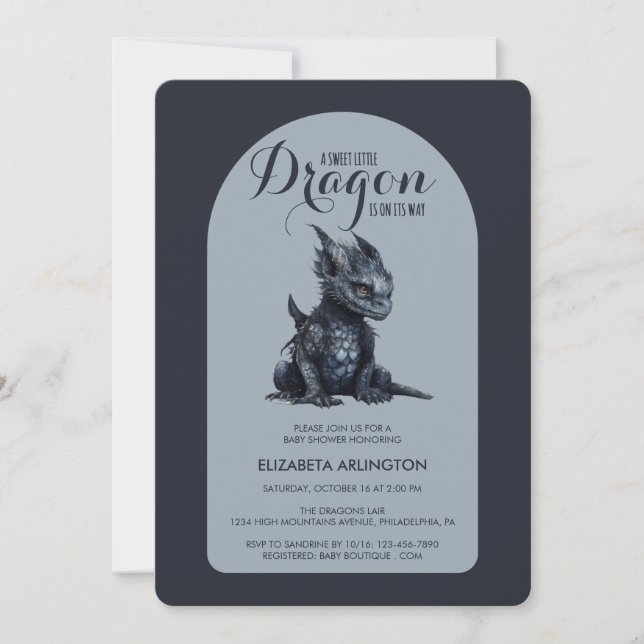 Gothic Dark Dragon Baby Shower Invitation (Devant)