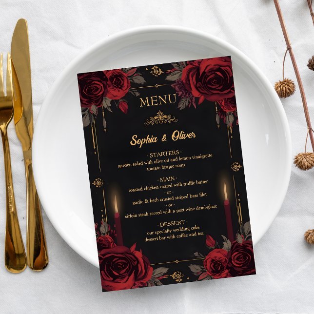 Gothic Elegant Dark Romance Wedding Menu (Créateur téléchargé)