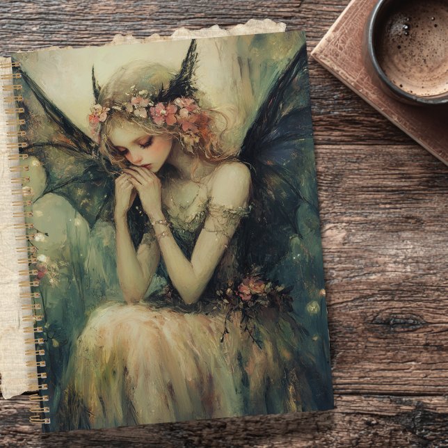 Gothic Fantasy Fairy with Floral Crown Dark Wings  (Créateur téléchargé)