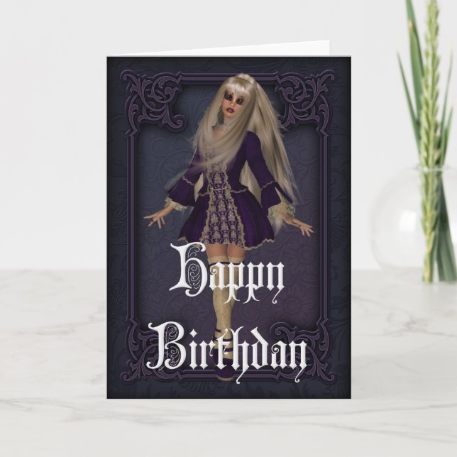 Gothic Girl Design 3 Bonne carte d'anniversaire (Devant)