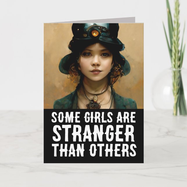 GOTHIC GIRL ÉTRANGE CARTE DE SALUT D'ANNIVERSAIRE (Devant)