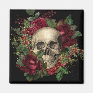Gothic Glam Magnet Skull & Roses Black