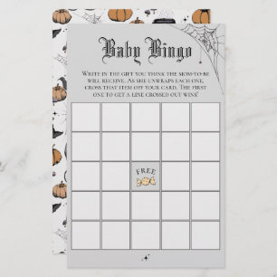 Gothic Grey Bingo Baby shower Jeu