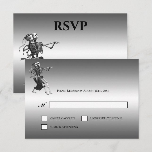 Gothic Halloween Alternative Wedding RSVP Card (Devant / Derrière)