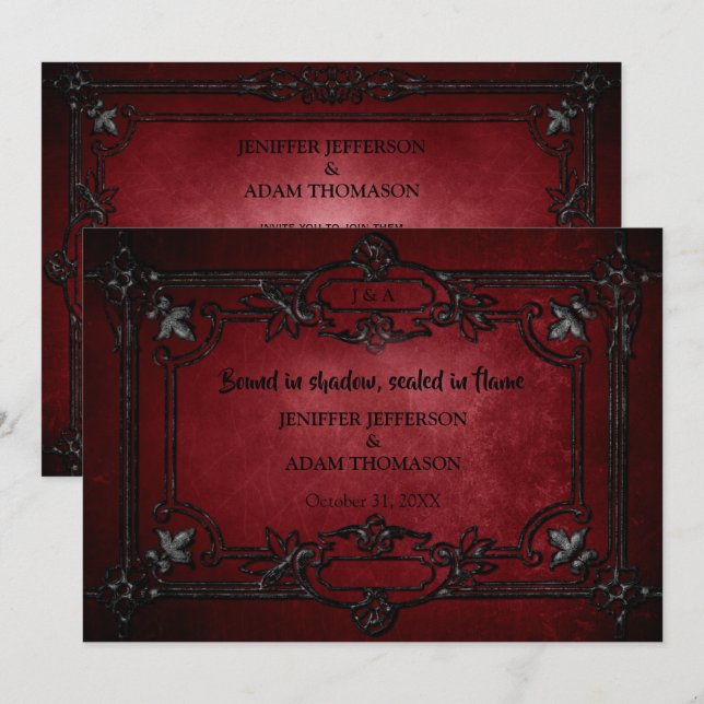 Gothic Halloween wedding invitation (Devant / Derrière)