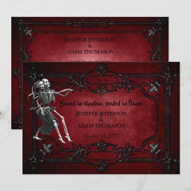 Gothic Halloween wedding invitation (Devant / Derrière)