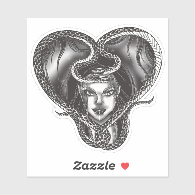 Gothic Medusa Heart Snake Sticker Sheet (Feuille)