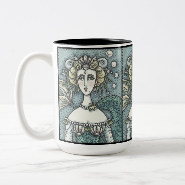 GOTHIC NEPTUNE'S MERMAID LOVER, DEUX TONE MUG Blac (Gauche)