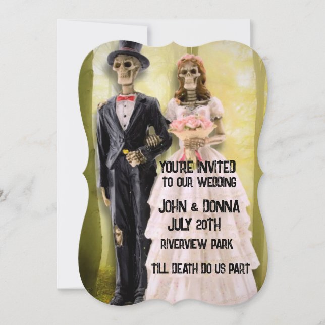 GOTHIC SKELETON COUPLE MARIAGE INVITATIONS PERSONN (Devant)