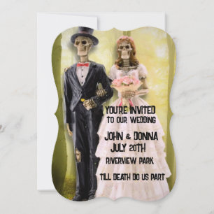 GOTHIC SKELETON COUPLE MARIAGE INVITATIONS PERSONN