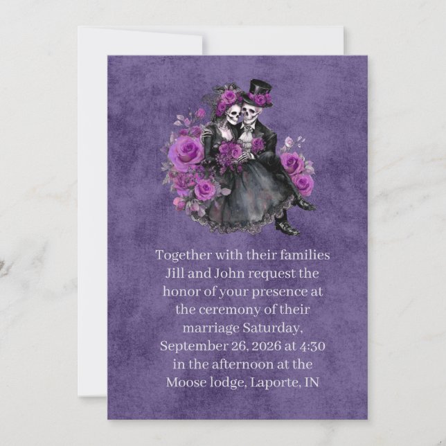 Gothic Skeleton Couple Wedding Invitation (Devant)