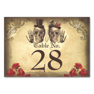 Gothic Skull couple de belles cartes de table mort