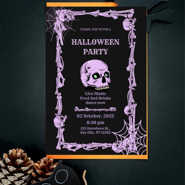 Gothic Skull Halloween Invitation  Dark & Elegant  (Créateur téléchargé)