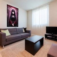 Gothique Anime fille robe noire | AI Art Poster