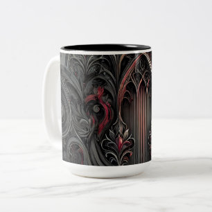 Gothique Arché Design Café Mug - Noir et Rouge Ar
